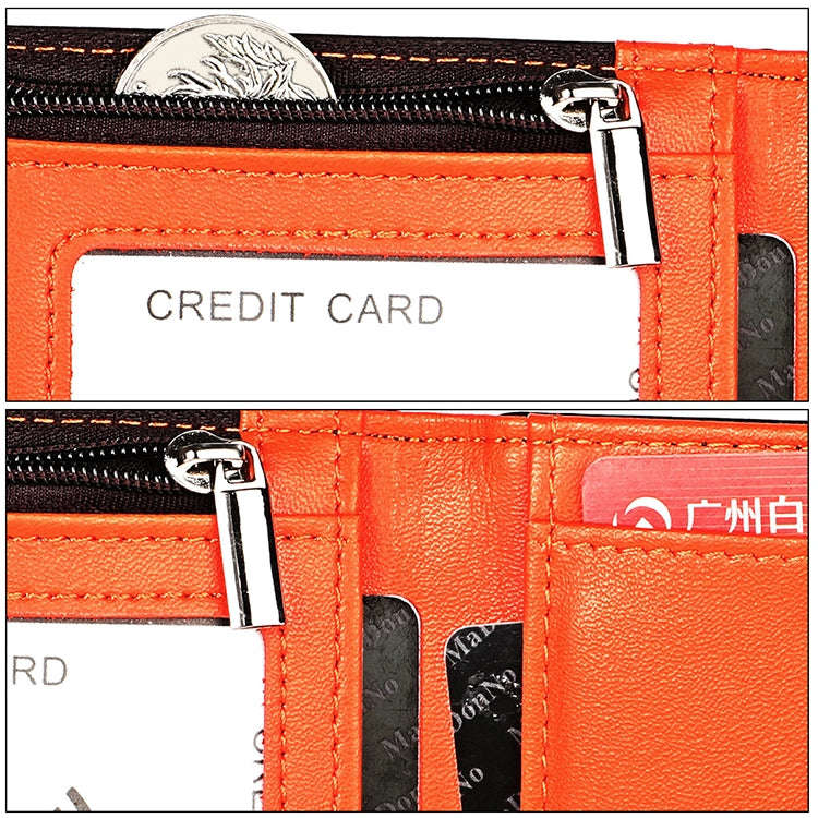 9606 Cowhide Leather Anti-magnetic RFID Multiple Card Slots Wallet for Men, with Zipper Bag(Coffee)