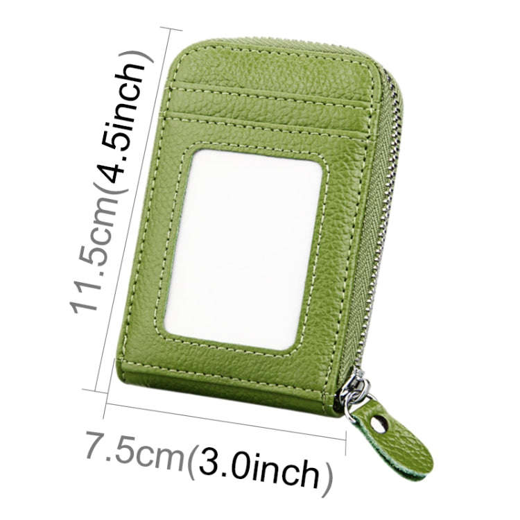 Genuine Cowhide Leather Solid Color Zipper Vertical Card Holder Wallet RFID Blocking Card Bag Pro...