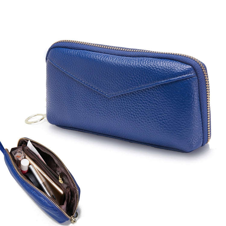2-Folding Square Genuine Leather Handbag(Blue)