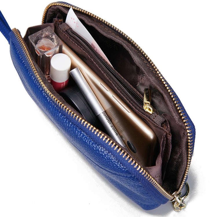 2-Folding Square Genuine Leather Handbag(Blue)