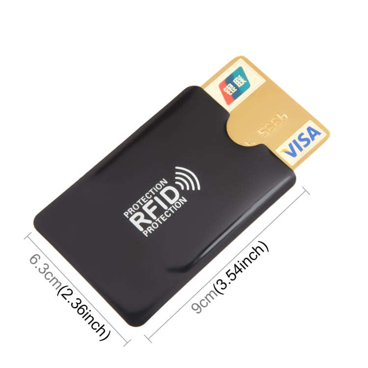 100pcs Aluminum Foil RFID Blocking Credit Card ID Bank Card Case, Size: 9 x 6.3cm (Black)