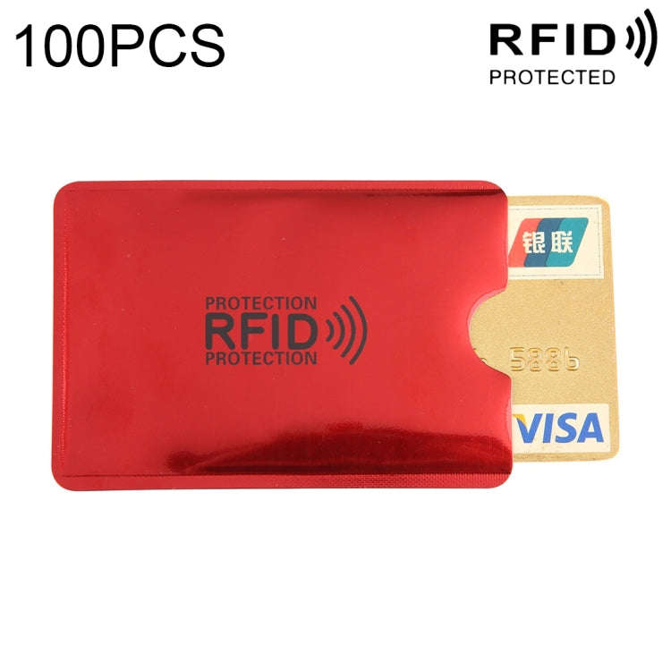 100pcs Aluminum Foil RFID Blocking Credit Card ID Bank Card Case, Size: 9 x 6.3cm (Red)