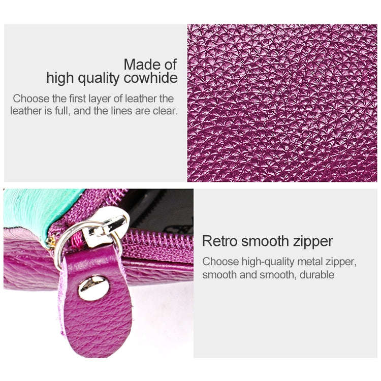 3572 Litchi Texture Leather Zipper Lady Wallet Large-capacity Purse(Dark Green)
