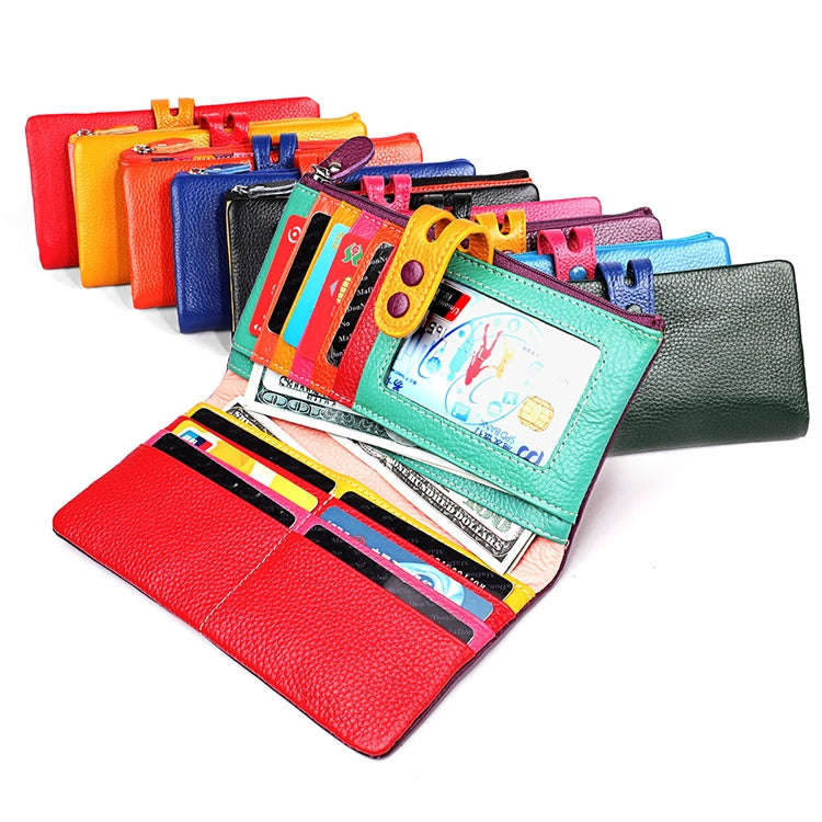 3572 Litchi Texture Leather Zipper Lady Wallet Large-capacity Purse(Dark Green)