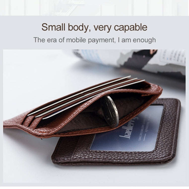 KB37 Antimagnetic RFID Litchi Texture Leather Card Holder Wallet Billfold for Men and Women (Brown)