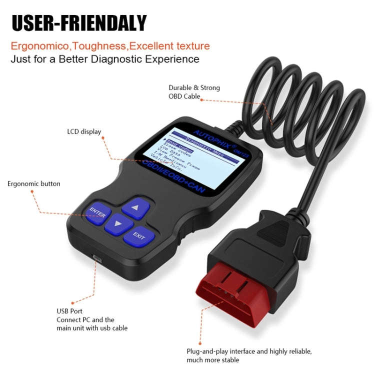 AUTOPHIX OM123 Car Portable OBD2 Scanner Car Diagnostic Tool OBD 2 Automotive Scanner EOBD Code R...