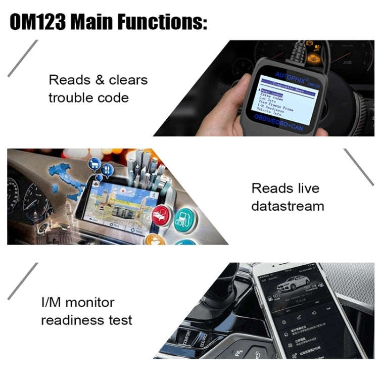 AUTOPHIX OM123 Car Portable OBD2 Scanner Car Diagnostic Tool OBD 2 Automotive Scanner EOBD Code R...