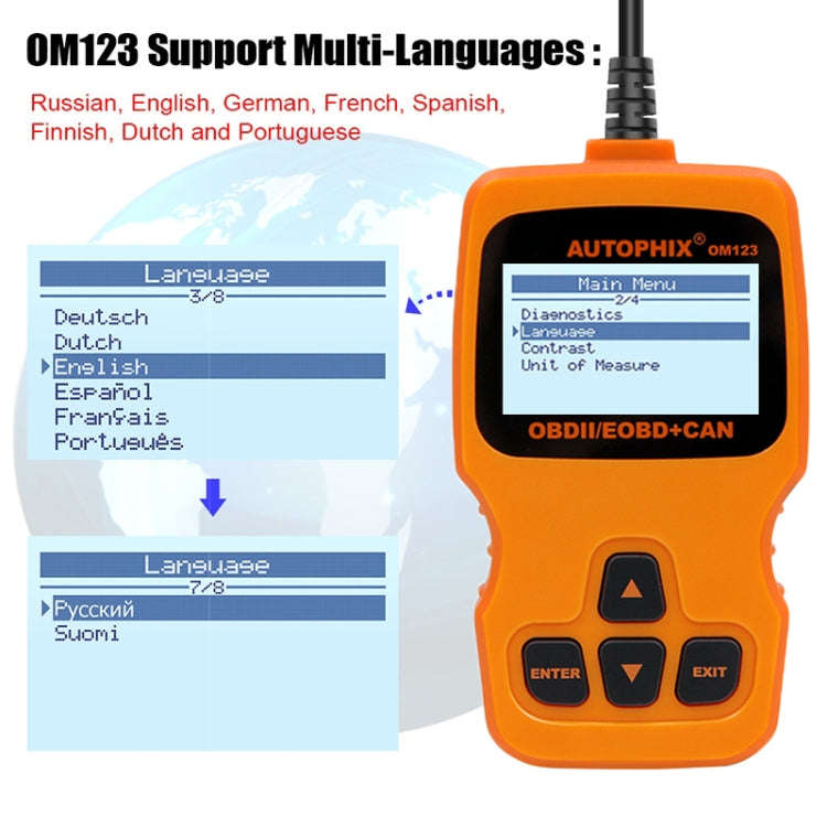 AUTOPHIX OM123 Car Portable OBD2 Scanner Car Diagnostic Tool OBD 2 Automotive Scanner EOBD Code R...