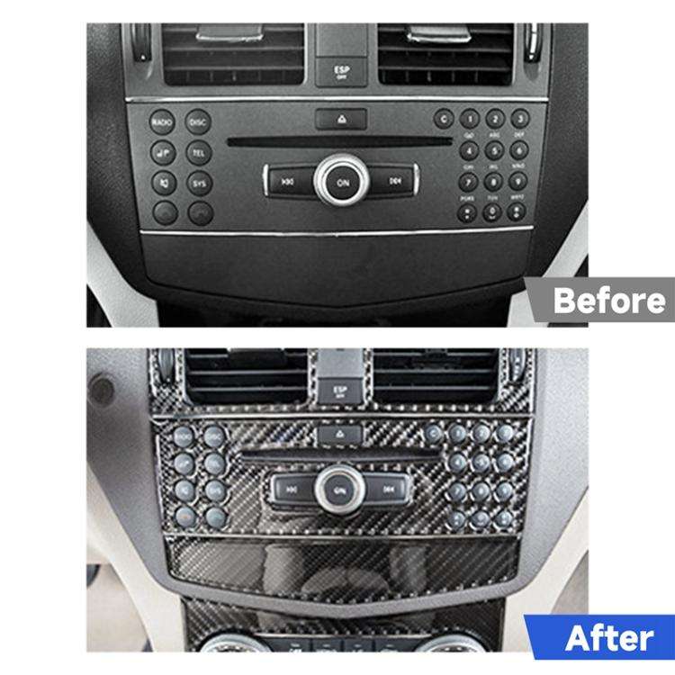 2 PCS Car CD Adjustment Frame Carbon Fiber Decorative Sticker for Mercedes-Benz W204 2007-2010