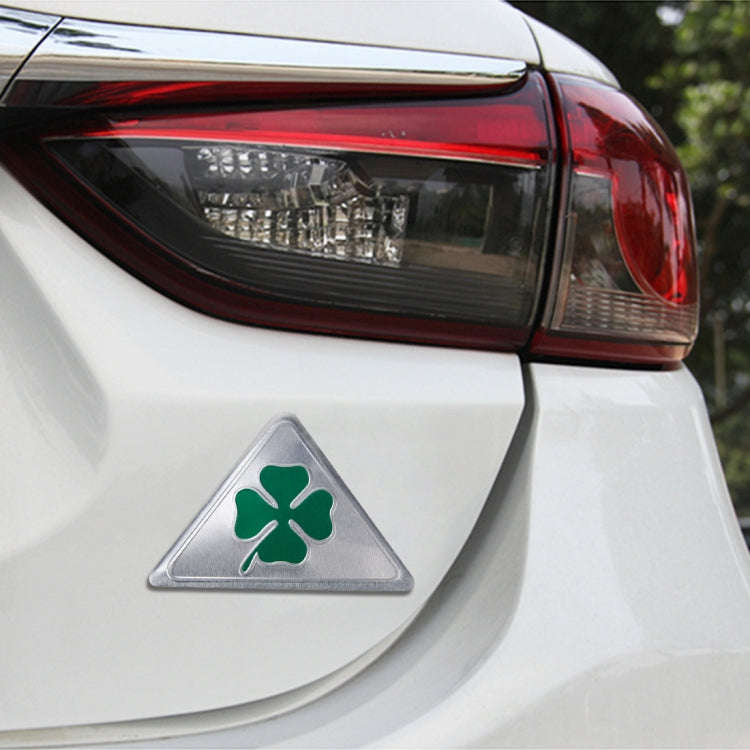Four Leaf Clover Herb Luck Symbol Aluminum Slim Triangle Badge Emblem Labeling Sticker Styling Ca...