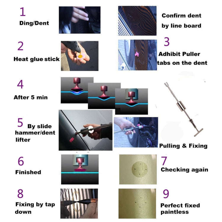 Auto Repair Body Tool Kit PDR Dent Paintless Repair Tools Dent Puller Slide Hammer Reverse Hammer...