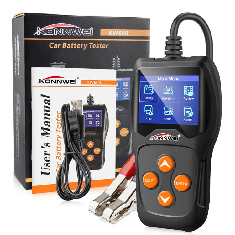 KONNWEI KW600 Auto Battery Analyzer 100 to 2000CCA Car Tester 12V 2.4 inch Digital Color Screen C...