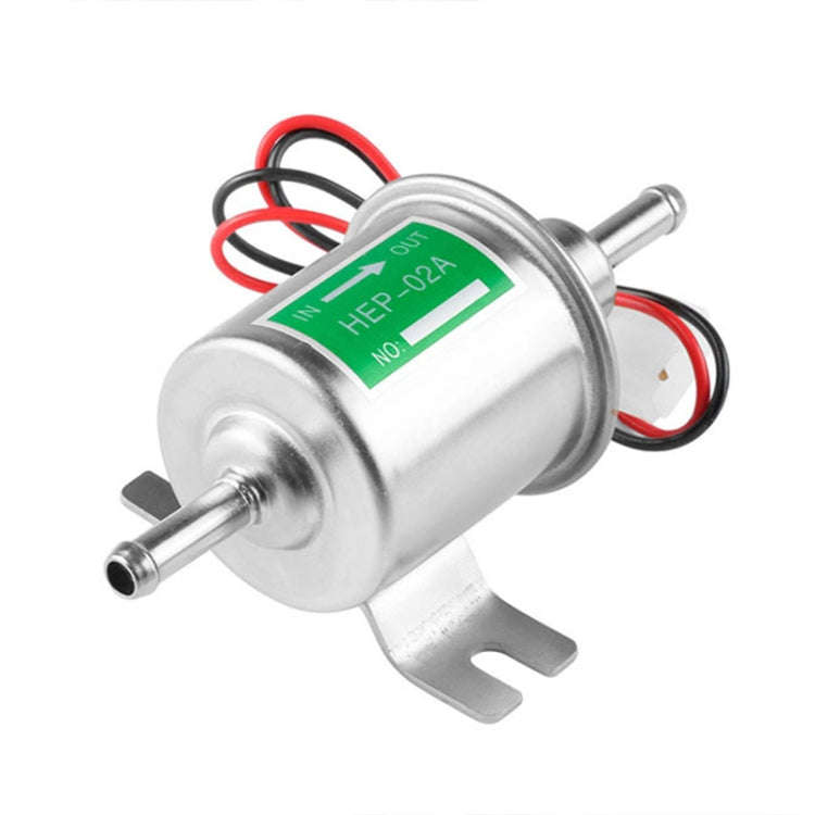 HEP-02A Universal Car 12V Fuel Pump Inline Low Pressure Electric Fuel Pump (Silver)
