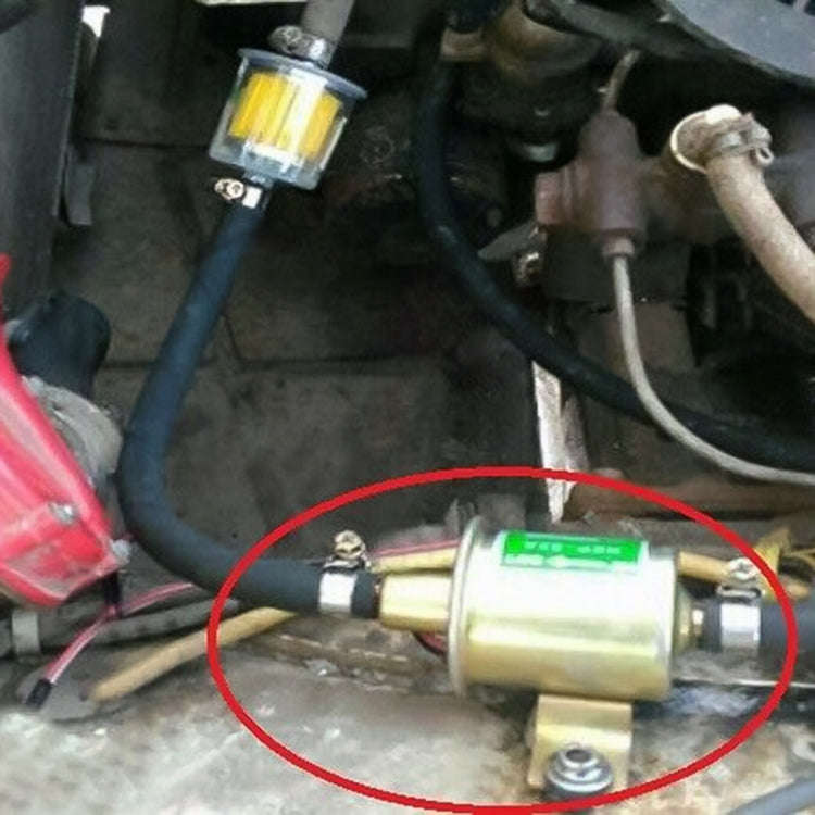 HEP-02A Universal Car 12V Fuel Pump Inline Low Pressure Electric Fuel Pump (Silver)