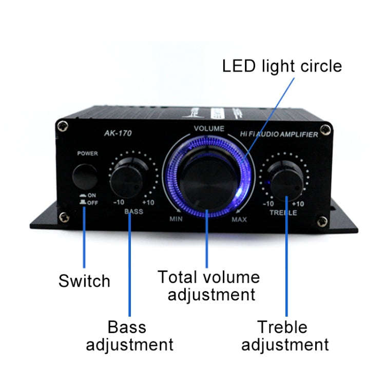 AK170 Car Mini HIFI Amplifier Audio DC 12V