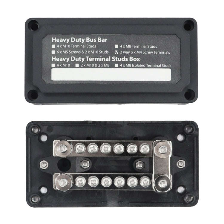 Max DC 48V 100A Heavy-Duty Module Design Bus Bar 4 M6 / 12 M4 Terminal Studs Box Busbar for Car /...