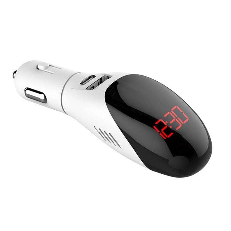 Multifunctional Formaldehyde Removal Air Purifier QC3.0 Car Phone Charger Display Screen (White)
