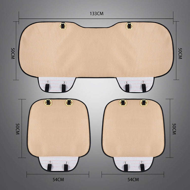 3 in 1 Car Seat Cushion Free Binding Half Inclusive Seat Mat Set (Beige)