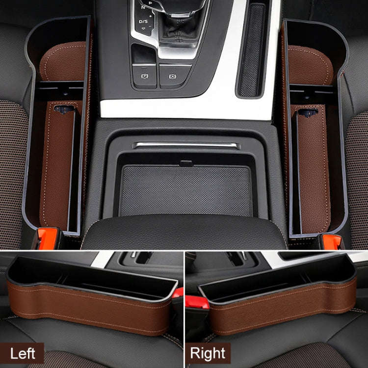 2 PCS Car Multi-functional Principal And Deputy Driver Seat Console Leather Box (Brown)