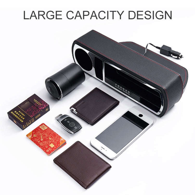 Car Multi-functional Wireless Fast Charge Console PU Leather Box Cup Holder Seat Gap Side Storage...