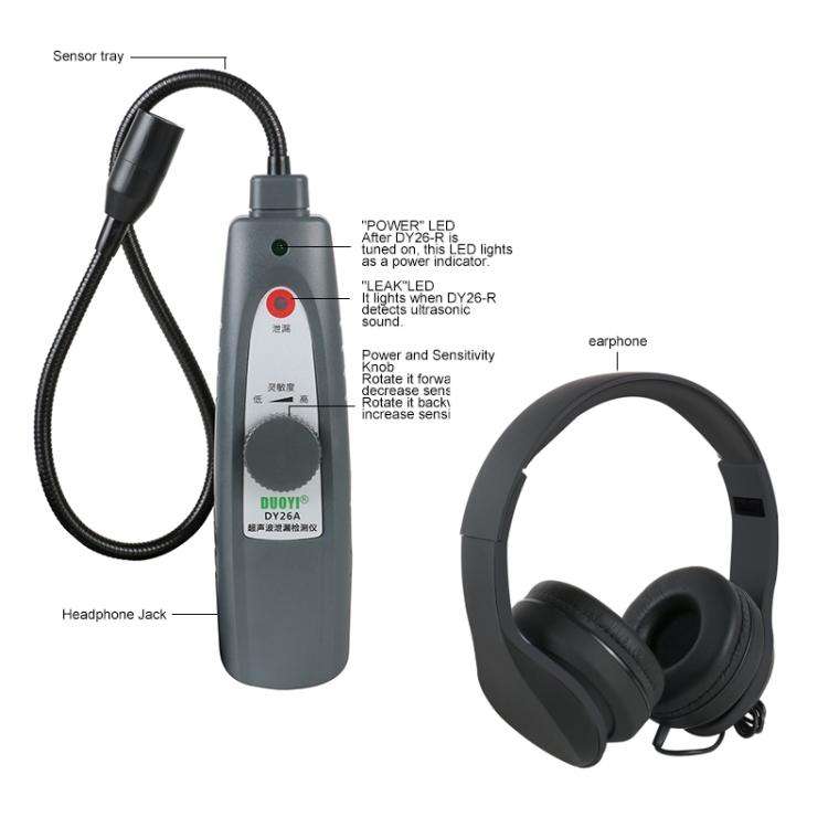 DUOYI DY26A Car Ultrasonic Leak Location Determine Meter (No Transmitter Included)