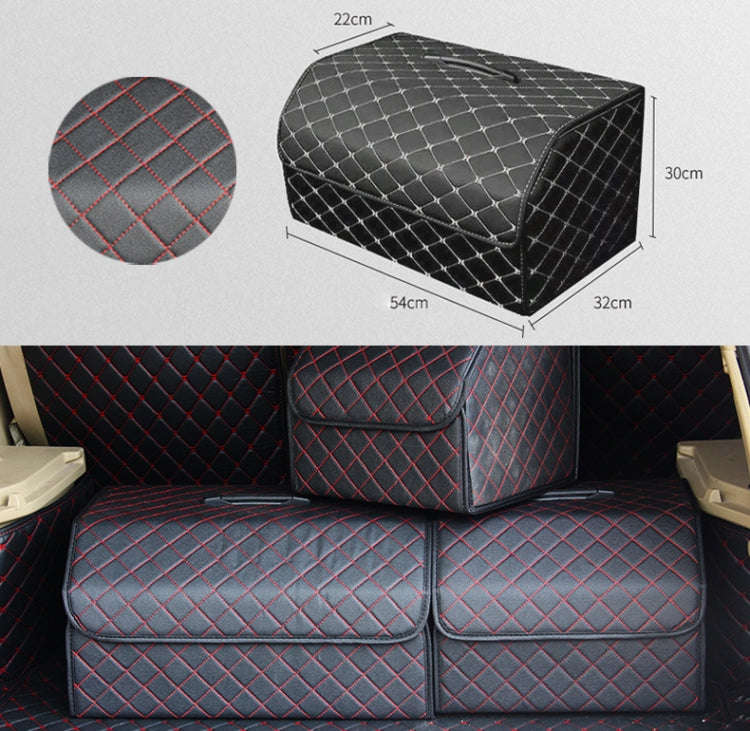 Car Trunk Foldable Storage Box, Checkered Large Size: 54 x 32 x 30cm (Black Red)
