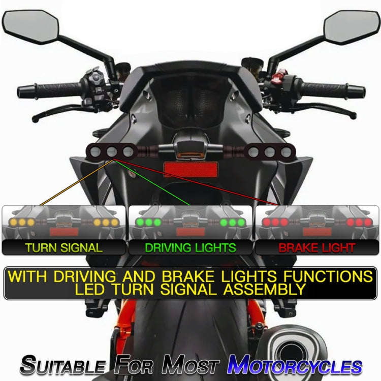 2 PCS KC050 Motorcycle LED Turn Signal Running Brake Light