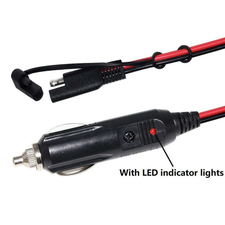 12V SAE Car Power Cord Cigarette Lighter Plug to Solar Battery Charging Connecting Cable, Length:...