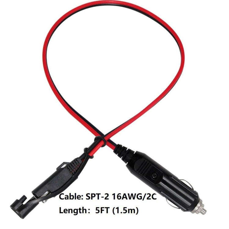12V SAE Car Power Cord Cigarette Lighter Plug to Solar Battery Charging Connecting Cable, Length:...