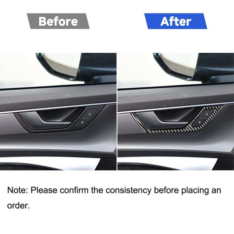 Car Carbon Fiber Inner Door Handle Decorative Sticker for Audi A6L / A7 2019-, Left and Right Dri...