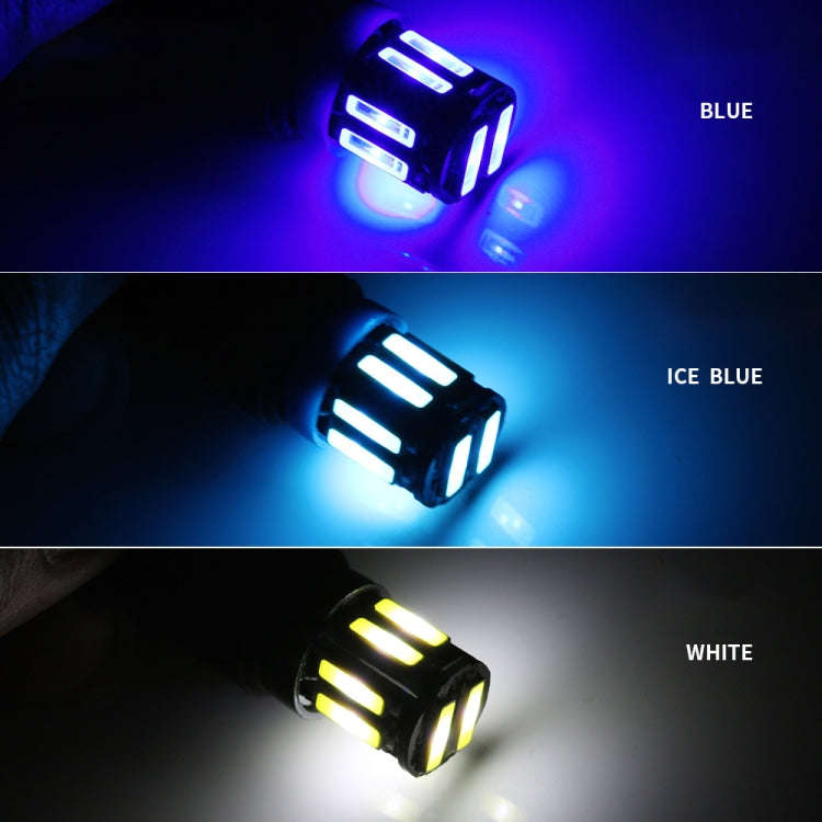 10pcs T10 DC12V / 0.96W / 0.08A Car Clearance Light 10LEDs SMD-7020 Lamp Beads (Blue Light)