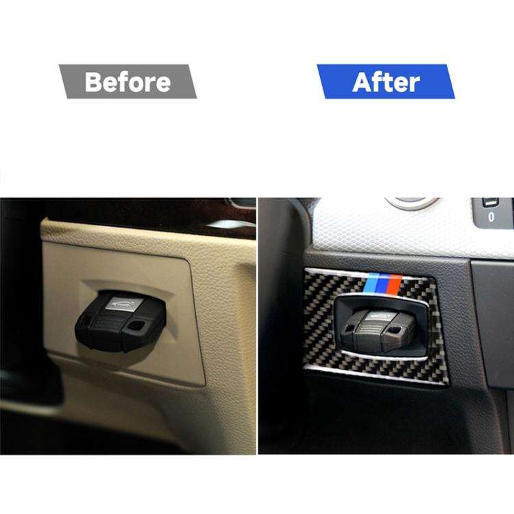 Three Color Carbon Fiber Car Left Driving Ignition Switch Decorative Sticker for BMW E90 / E92 20...