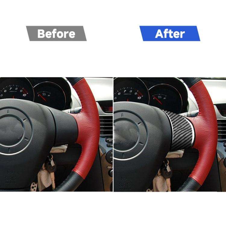 2 PCS Car Carbon Fiber Steering Wheel Decorative Sticker for Mazda RX8 2004-2008, Left and Right ...