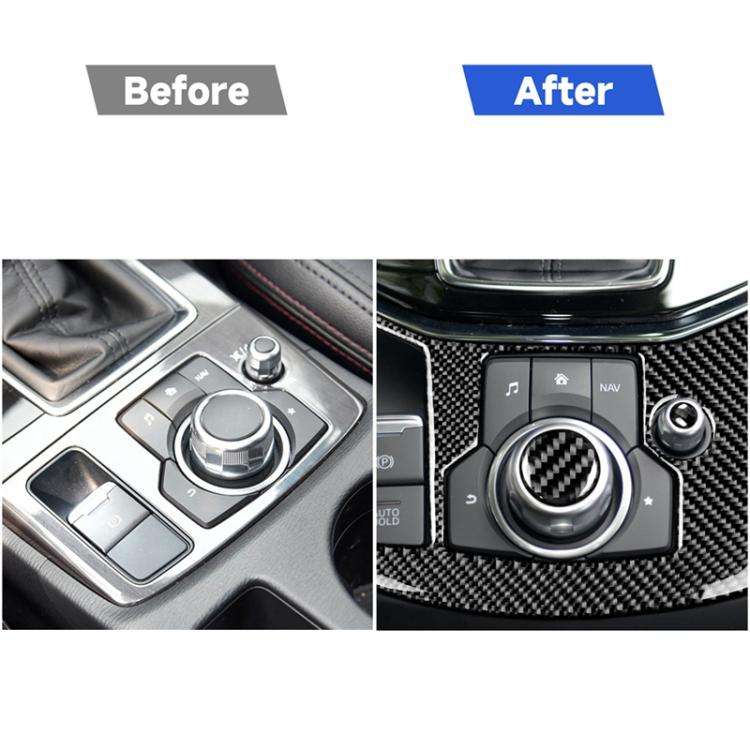 One Set Car Carbon Fiber Central Control Multimedia Knob Decorative Sticker for Mazda 3 / 6 / CX-...