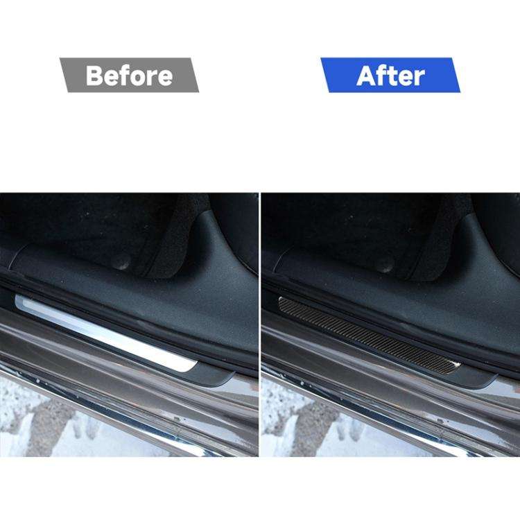 Car Carbon Fiber Threshold Decorative Sticker for Audi A6 S6 C7 A7 S7 4G8 2012-2018, Left and Rig...