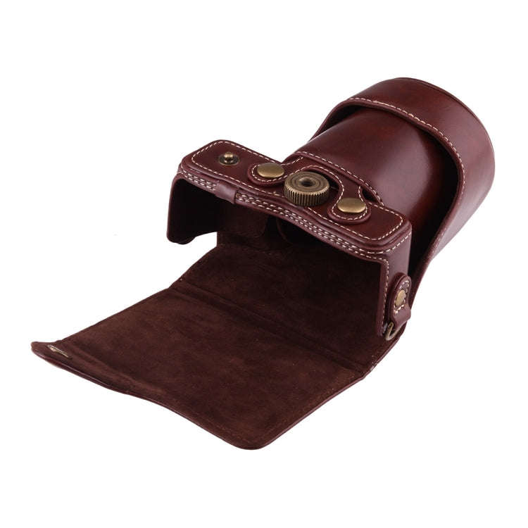 Full Body Camera PU Leather Case Bag with Strap for Canon EOS M10(Coffee)
