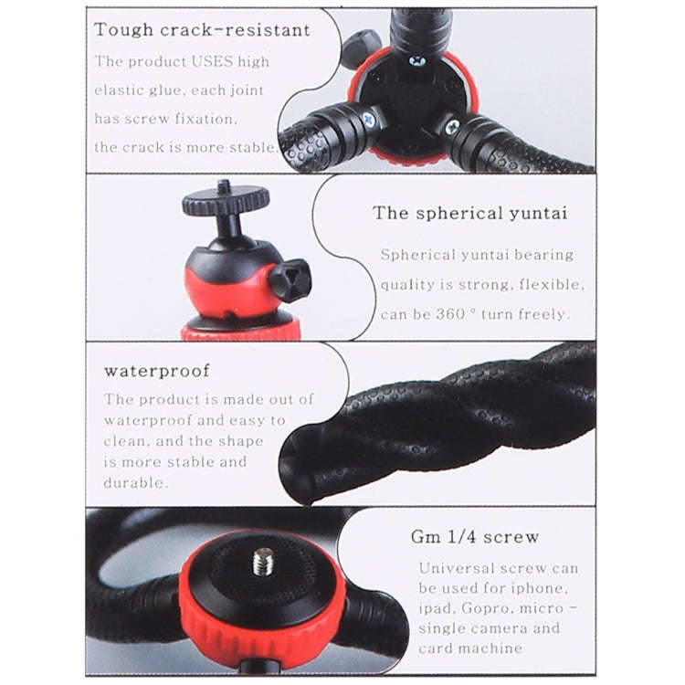 MZ305 Mini Octopus Flexible Tripod Holder with Ball Head for SLR Cameras, GoPro HERO10 Black / HE...