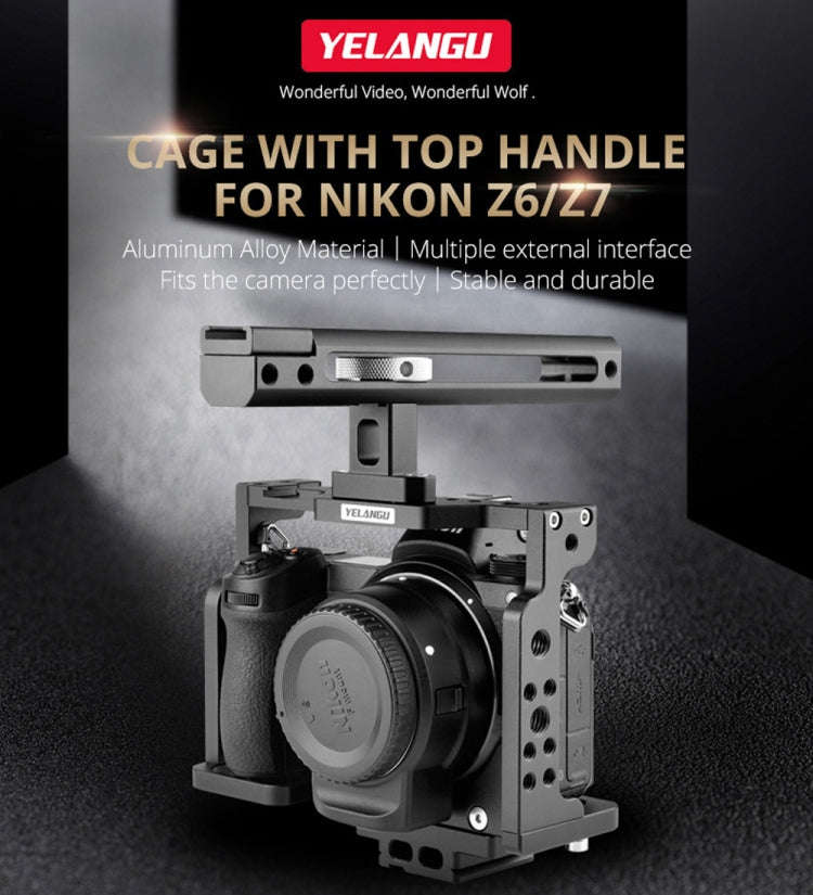 YELANGU C15-B YLG0711A-A Video Camera Cage Stabilizer with Handle for Nikon Z6 / Z7(Black)