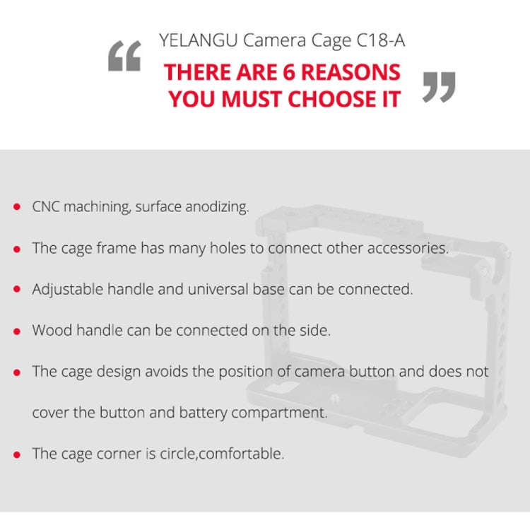 YELANGU C18 YLG0915A-A Video Camera Cage Stabilizer for Panasonic Lumix DC-S1H / DC-S1 / DC-S1R (...