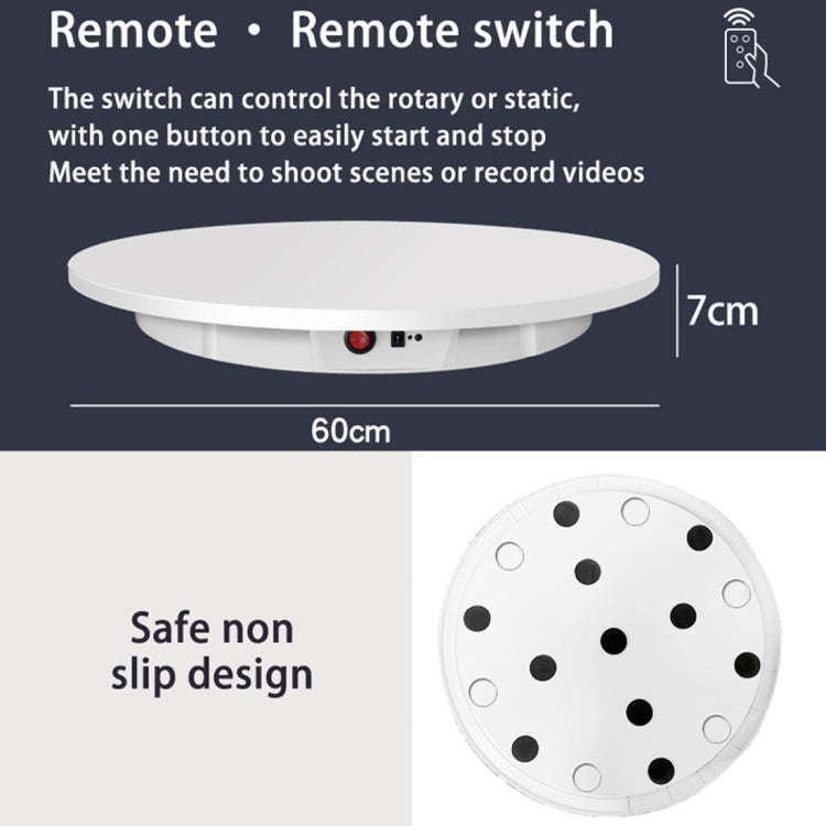 60cm Electric Rotating Display Stand Props Turntable, Load: 100kg, Plug-in Power, US Plug(White)