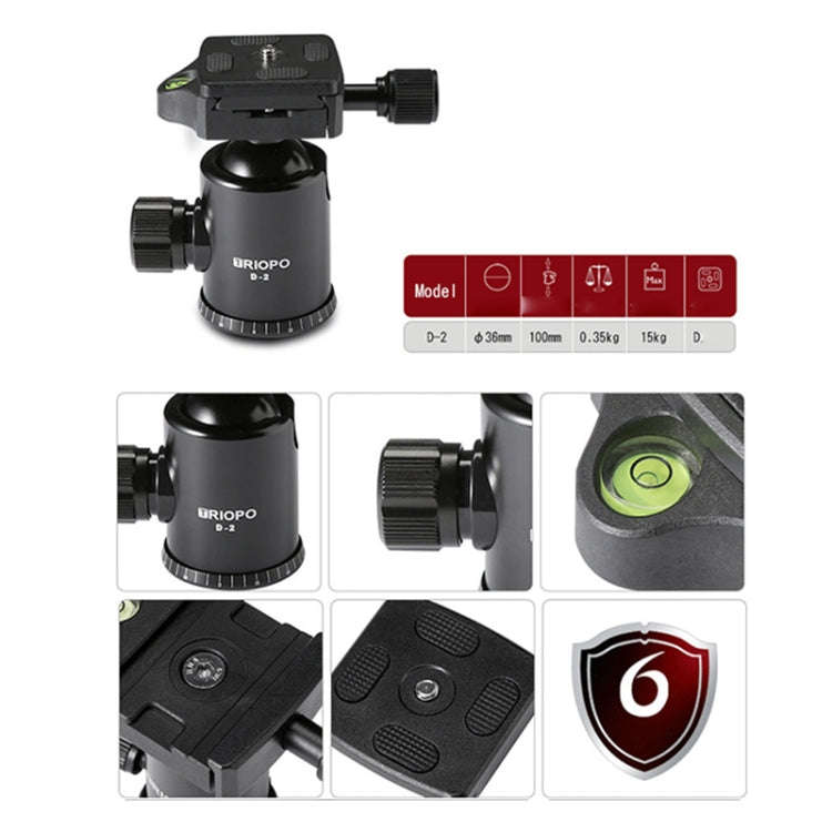 TRIOPO T258 Aluminum Alloy Tripod Monopod with D2 Ball Head (Black)