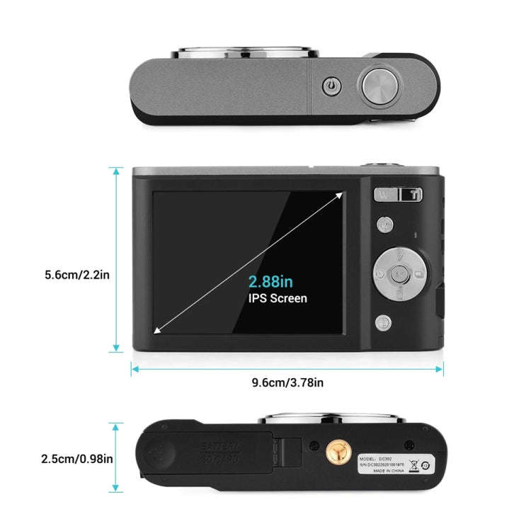 DC302 2.88 inch 44MP 16X Zoom 2.7K Full HD Digital Camera Children Card Camera, US Plug(Silver)