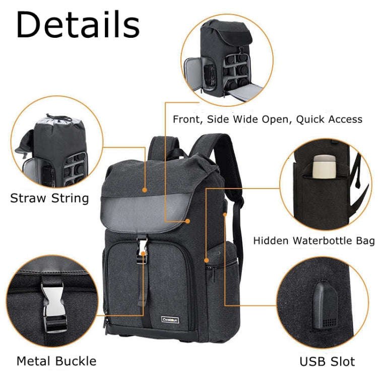 CADeN M8 Side Open Canvas Large Capacity Photography Backpack Shoulder Bag