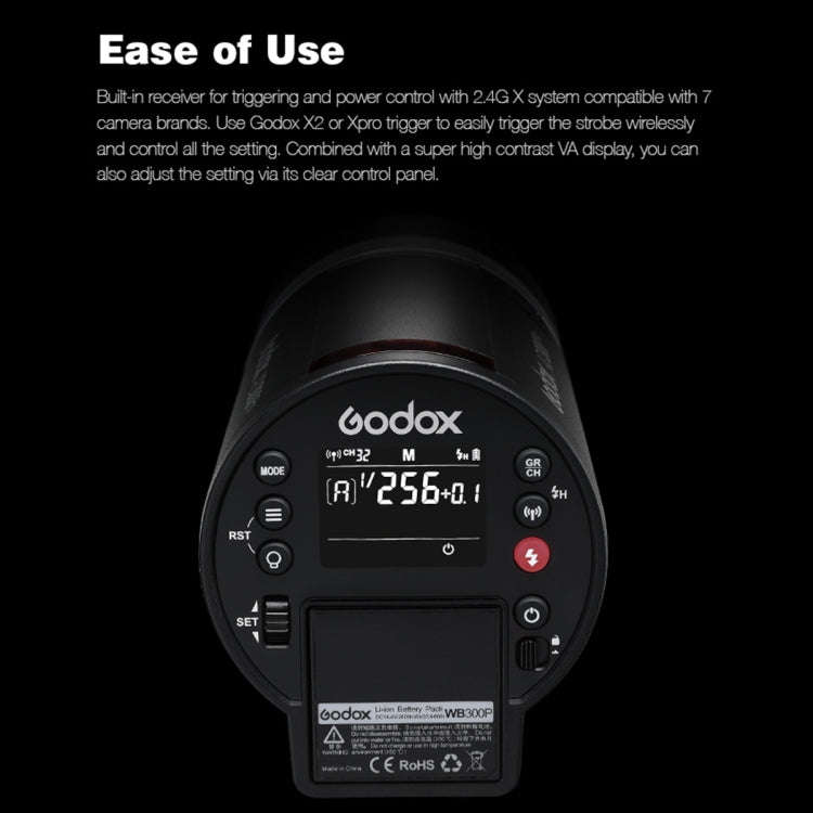 Godox  AD300 Pro 300Ws TTL HSS Pocket Flash Outdoor Speedlite Light Kits(EU Plug)