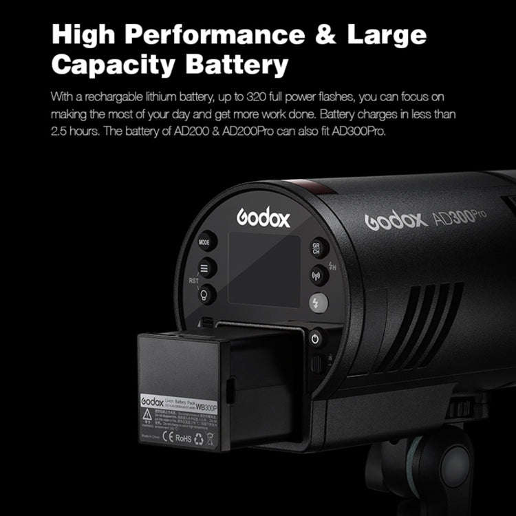Godox  AD300 Pro 300Ws TTL HSS Pocket Flash Outdoor Speedlite Light Kits(UK Plug)
