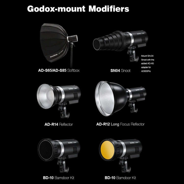 Godox  AD300 Pro 300Ws TTL HSS Pocket Flash Outdoor Speedlite Light Kits(UK Plug)