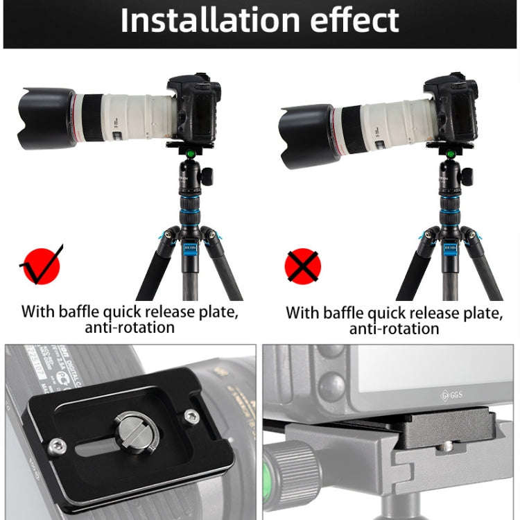 BEXIN PL-80 Anti-rotation Quick Release Plate with Rubber Cushion(Black)