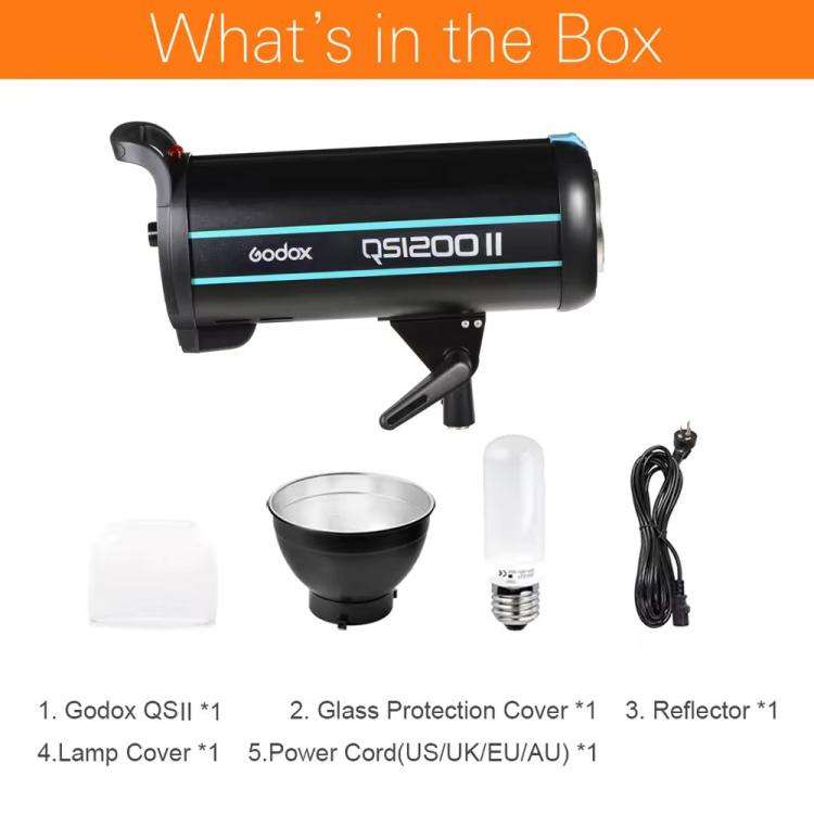Godox QS1200II Strobe Studio Flash Light 1200Ws Bowens Mount High Speed Flash (US Plug)