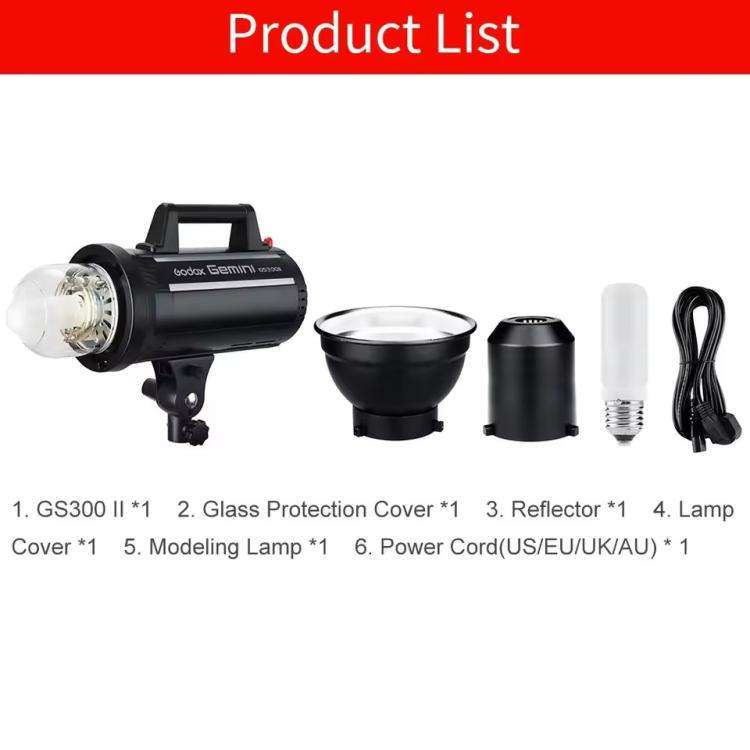Godox Gemini GS300II Studio Flash Light 300Ws Bowens Mount Strobe Flash (EU Plug)