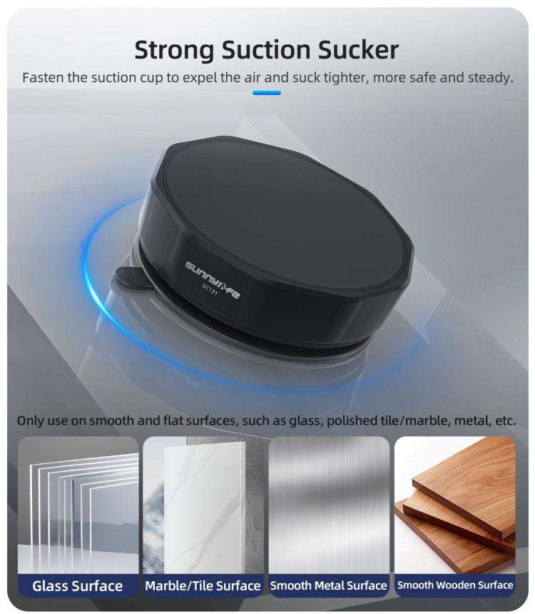 Sunnylife Universal Suction Cup Adapter Base Strong Suction Sucker for Action Camera (Black)